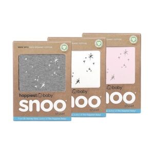Happiest Baby Snoo Organic Cotton Bassinet Sheet Set of 3 - Pink, Gray, Ivory